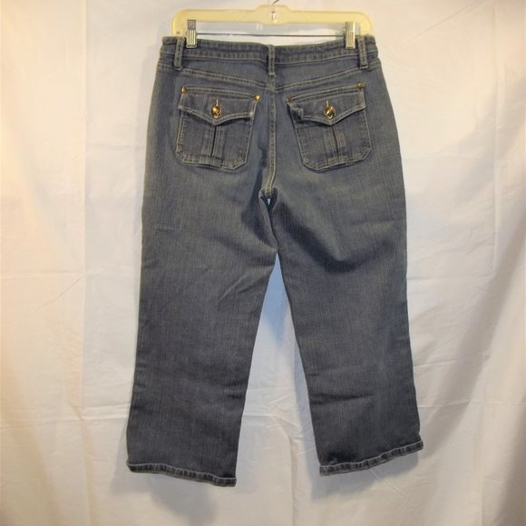 L.A. Blues Womens Denim Capris Cropped Jeans Size 10 Faded Pockets Casual Blue - Picture 2 of 5